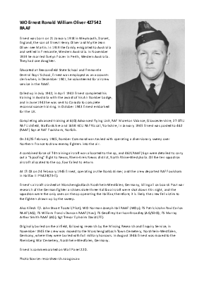 A preview of a PDF biography for Oliver, Ernest Ronald William